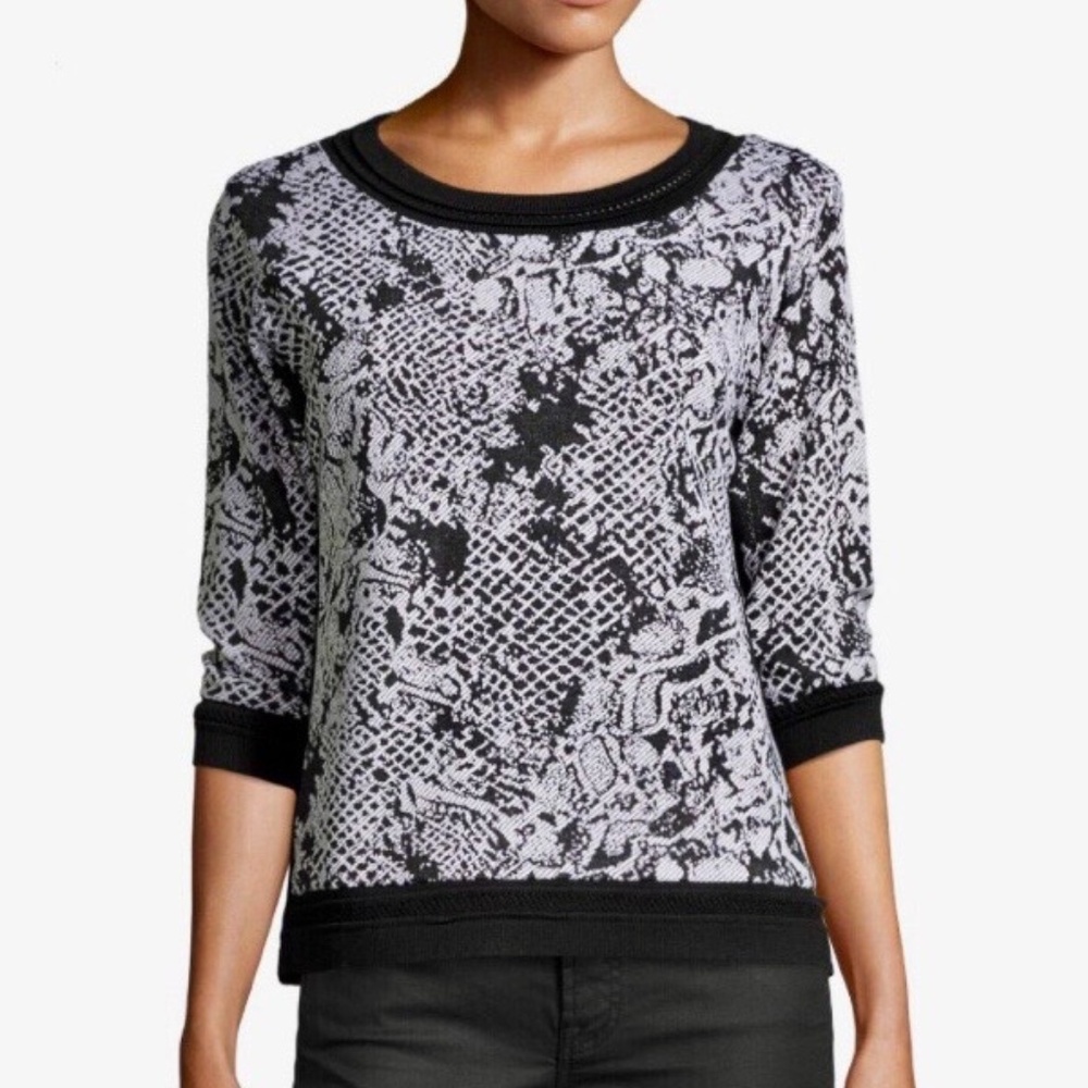 Yoana Baraschi cobra print black white knit top